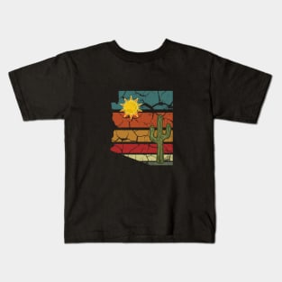 Retro Arizona with Sun and Cactus Kids T-Shirt